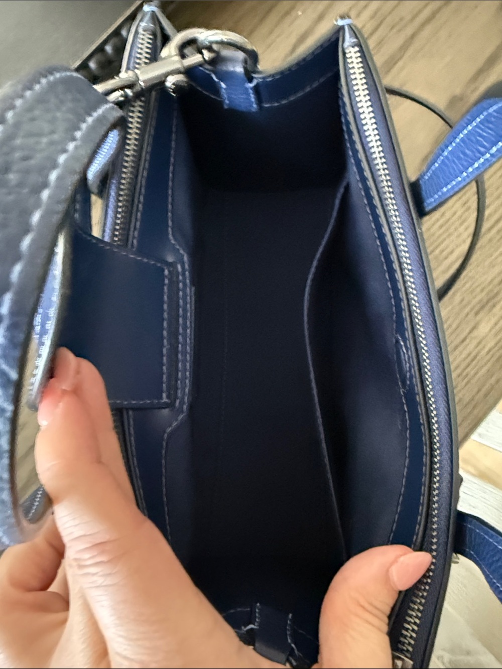 Coach Navy Perforated Signature Leather Satchel with Star Charm - Picture 9 of 13